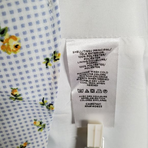 Loft Size 14 Dress Long Gingham Floral Flutter Sleeve Faux Wrap Ruffle Hem Lined - Picture 5 of 15